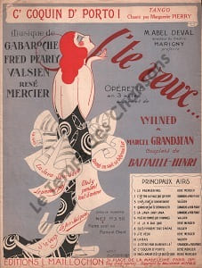 Partition de la chanson : C'coquin d'porto ! J'te veux Marigny