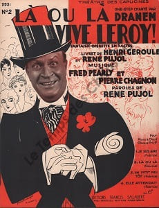 Partition de la chanson : Là ou là ... Partition d’édition originale chez Francis Salabert pour piano et chant , la photo de Dranem est combinée avec ...