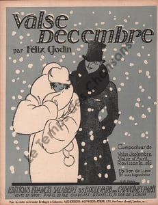 Partition de la chanson : Valse Décembre <div class="woocommerce-product-details__short-description"> <div class="woocommerce-product-details__short-description"> Partition d’édition originale chez Francis Salabert pour piano , illustrée par Roger de Valerio (Illustrateur, affichiste et peintre français ) Très jolie illustration Art Déco </div> </div>