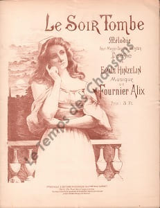 Partition de la chanson : Soir tombe (Le) Pour Mezzo-Soprano ou Baryton Poésie