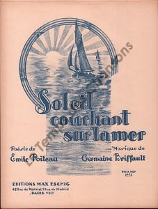 Partition de la chanson : Soleil couchant sur la mer Poème . - Briffault Germaine - Poiteau Emile