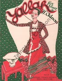 Partition de la chanson : Yallah Partition d’édition originale chez Francis Salabert pour piano seulement, illustrée par Roger de Valerio (Illustrateur, affichiste et peintre français )