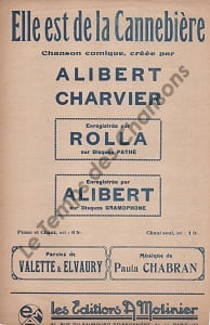 Partition de la chanson : Elle est de la Cannebière Chanson comique