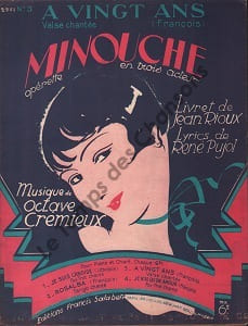 Partition de la chanson : A vingt ans Minouche