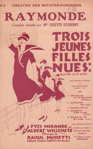 Partition de la chanson : Raymonde Trois jeunes filles nues Théâtre des Bouffes Parisiens