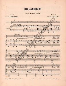 Partition de la chanson : Billancourt . Balthy Louise - Mage Fred - Lorrain Jean