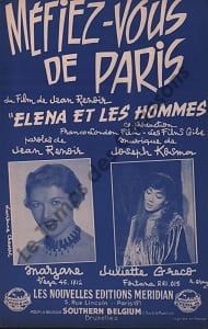 Partition de la chanson : Méfiez-vous de Paris Elena et les hommes