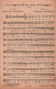 Partition de la chanson : Lapin d'la rue d'Lappe