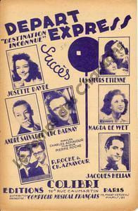 Partition de la chanson : Départ Express  Destination inconnue   Tranche fragilisée   . Aznavour Charles,Hélian Jacques,Roche,Daydé Josette,Salvador ...