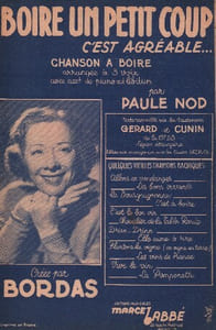 Partition de la chanson : Boire un petit coup c'est agréable Chanson à boire