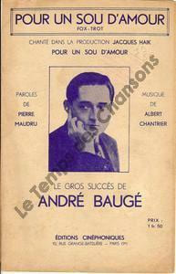 Partition de la chanson : Pour un sou d'amour Pour un sou d'amour