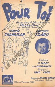 Partition de la chanson : Pour toi Plaisirs de Paris