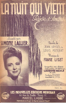 Partition de la chanson : Nuit qui vient (La) Rêve d'amour Tranche fragilisée . Lallier Simone - Liszt Franz - Poterat Louis,Loysel Jean