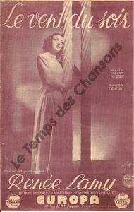 Partition de la chanson : Vent du soir (Le) . Lamy Renée - Rancurel E. - Catel Jean,Berri Robert