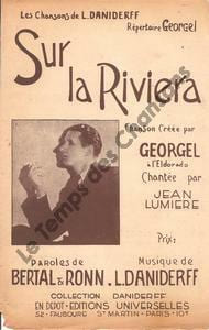 Partition de la chanson : Sur la riviera        . Lumière Jean - Daniderff Léo - Bertal,Ronn Emile