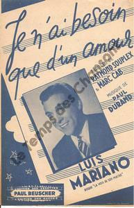 Partition de la chanson : Je n'ai besoin que d'un amour