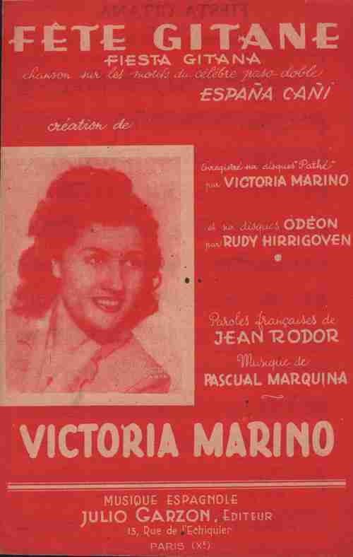 Marino Victoria - Marquina Pascual - Rodor Jean - Partition de la chans ...