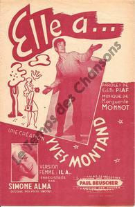 Partition de la chanson : Elle a ...