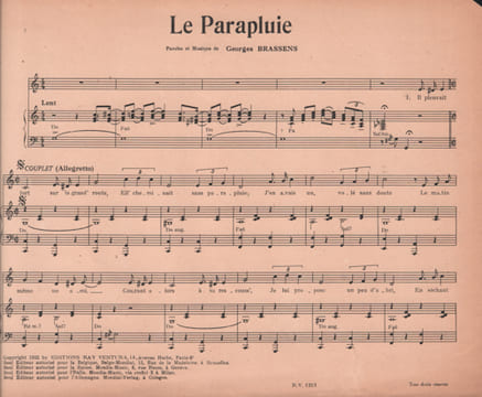 Partition de la chanson : Parapluie (Le) . Brassens Georges - Brassens Georges - Brassens Georges