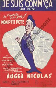 Partition de la chanson : Je suis comm' ça Mon p'tit pote