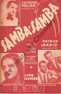 Partition de la chanson : Samba Samba . Hélian Jacques,Clevers Lyne,Patrice et Mario - Warner Eddie - Dudan Pierre