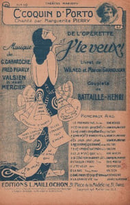 Partition de la chanson : C'coquin d'porto ! La partition peut-être sans la photo de l'interprète J'te veux Marigny