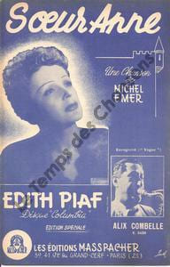 Partition de la chanson : Soeur Anne . Combelle Alix,Piaf Edith - Emer Michel - Emer Michel