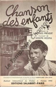 Partition de la chanson : Chanson des enfants Aubervilliers . - Kosma Joseph - Prévert Jacques