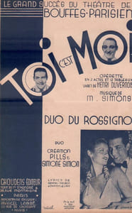 Partition de la chanson : Duo du rossignol      Toi c'est moi  Théâtre des Bouffes Parisiens