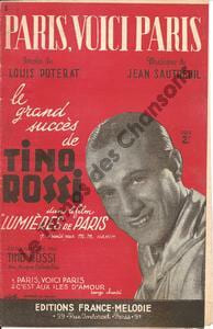 Partition de la chanson : Paris, voici Paris      Lumières de Paris (Les)  . Rossi Tino - Sautreuil Jean - Poterat Louis