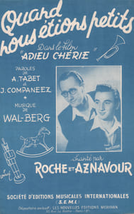 Partition de la chanson : Quand nous étions petits Adieu chérie