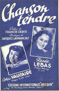 Partition de la chanson : Chanson tendre Poésie