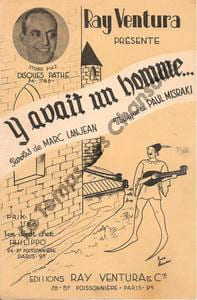 Partition de la chanson : Y avait un homme        