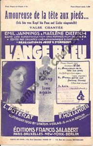 Partition de la chanson : Amoureuse de la tête aux pieds Ich bin von kopf bis fuss auf liebe eingestellt The Blue Angel (L'Ange bleu )