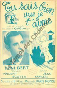Partition de la chanson : Tu sais bien que je t'aime