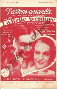 Partition de la chanson : Partons ensemble Belle aventure (La)