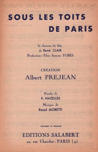 Partition de la chanson : Sous les toits de Paris Sous les toits de Paris
