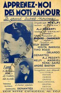 Partition de la chanson : Apprenez-moi des mots d'amour . Berry Guy - Pesenti Auguste-Jean,Melfi Mario - Charmeroy Maurice,Margand René