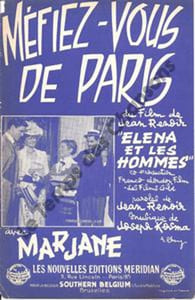 Partition de la chanson : Méfiez-vous de Paris Elena et les hommes