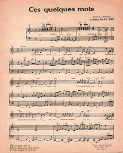 Partition de la chanson : Ces quelques mots