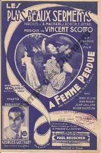 Partition de la chanson : Plus beaux serments (Les) Renée Saint-Cyr - Jean Murat Femme perdue (La)