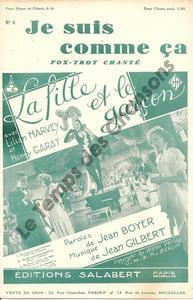 Partition de la chanson : Je suis comme ça      Fille et le garçon (La)  