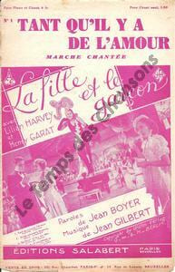 Partition de la chanson : Tant qu'il y a de l'amour      Fille et le garçon (La)  