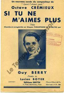 Partition de la chanson : Si tu ne m'aimes plus