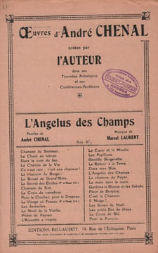 Partition de la chanson : Angelus des champs (L')        . Chenal André - Laurent Marcel - Chenal André