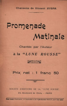 Partition de la chanson : Promenade Matinale Lune Rousse. - Claret Gaston,Hyspa Vincent - Hyspa Vincent