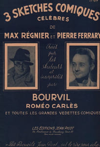 Partition de la chanson : Trois sketches comiques célèbres <ul> <li>Un client difficile - Une déclaration de revenus - Au rayon des aquariums</li> </ul> Sketch