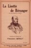 Partition de la chanson : Lisette de Béranger (La)  Souvenirs de Lisette (Les)   Edition de 1947   .  - Bérat Frédéric - Bérat Frédéric