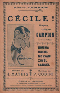 Partition de la chanson : Cécile !       Chansonnette Concert Mayol