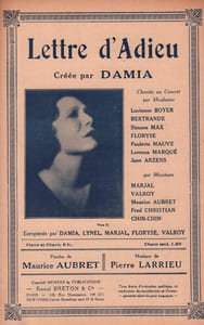 Partition de la chanson : Lettre d'adieu